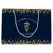 Veterinarian Graduation Navy Blue Gold ラージペーパーバッグ (裏面)