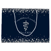 Veterinarian Graduation Navy Blue Silver ラージペーパーバッグ (裏面)