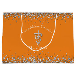 Veterinarian Graduation Orange Silver ラージペーパーバッグ