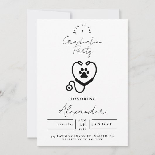 Veterinarian Graduation Party 招待状 (正面)
