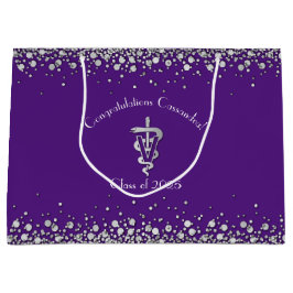 Veterinarian Graduation Purple Silver ラージペーパーバッグ