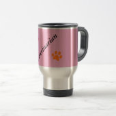 Veterinarian-Orange Paw Print and Heart on Pink トラベルマグ (正面右)