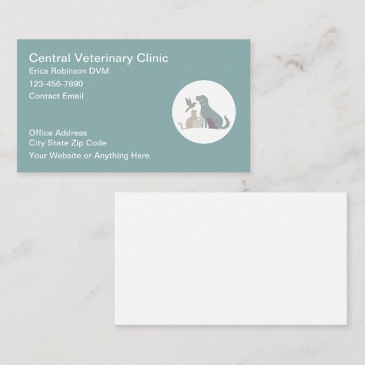 Veterinarian Pastel Color Business Cards 名刺 (正面/裏面)