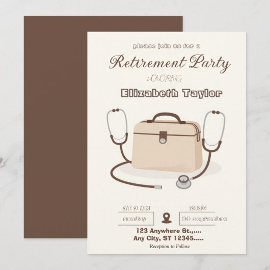 Veterinarian Retirement Party Invitation 招待状 (正面/裏面)