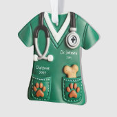 Veterinarian Scrub Shirt Personalized Ornament オーナメント (正面)