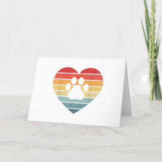 Veterinarian Vet Tech - Retro Sunset Paw Print Dog サンキューカード