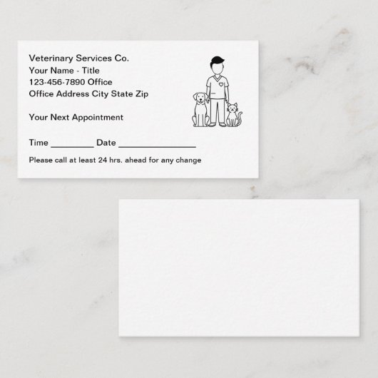 Veterinarian Veterinary Office Appointment Cards 予約カード (正面/裏面)