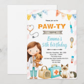 Veterinary birthday theme party invitation 招待状 (正面/裏面)