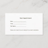 Veterinary Clinic Appointment Reminder Card 予約カード (裏面)