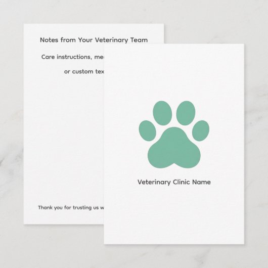 Veterinary Clinic Flat Note Card (3.5" × 5") ノートカード (正面/裏面)