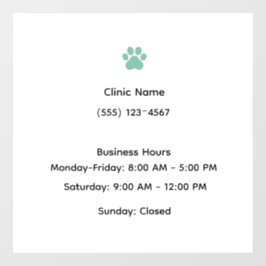 Veterinary Clinic Hours Window Cling ウィンドウサイン