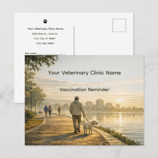 Veterinary Clinic Vaccination Reminder Postcard ポストカード (正面/裏面)