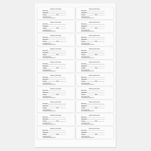 Veterinary Medication Label – Medium & Waterproof ラベル (シート)