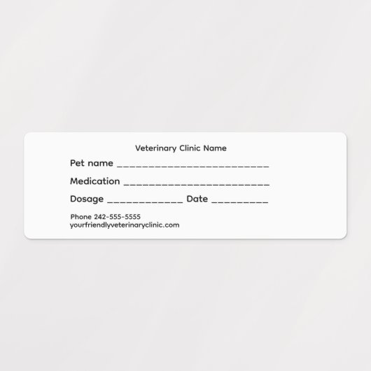 Veterinary Medication Label – Medium & Waterproof ラベル (デザイン1)
