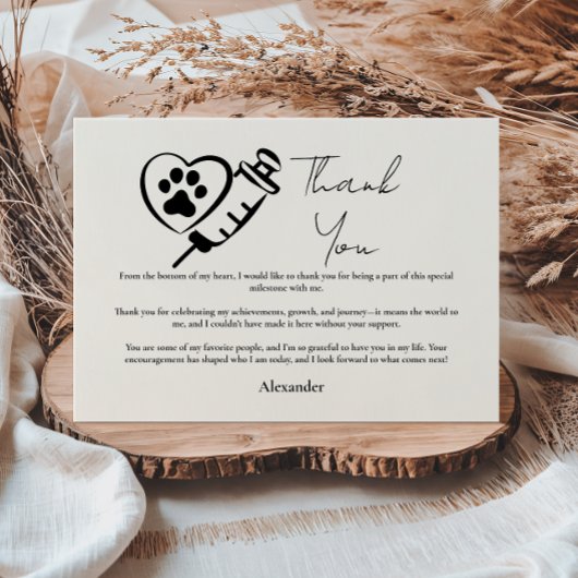 Veterinary Medicine Paw Graduation Party サンキューカード