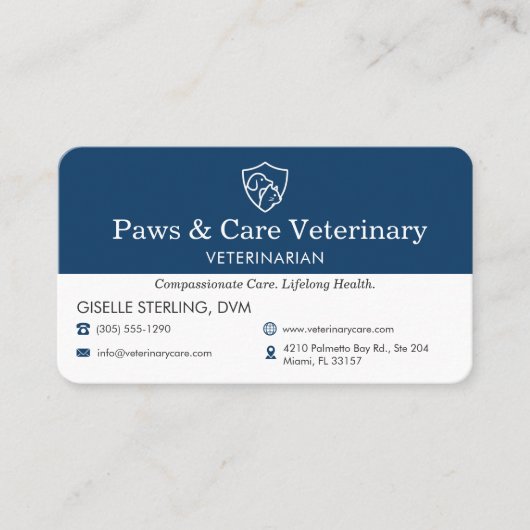 Veterinary Office Pet Visit Reminder 名刺 (正面)