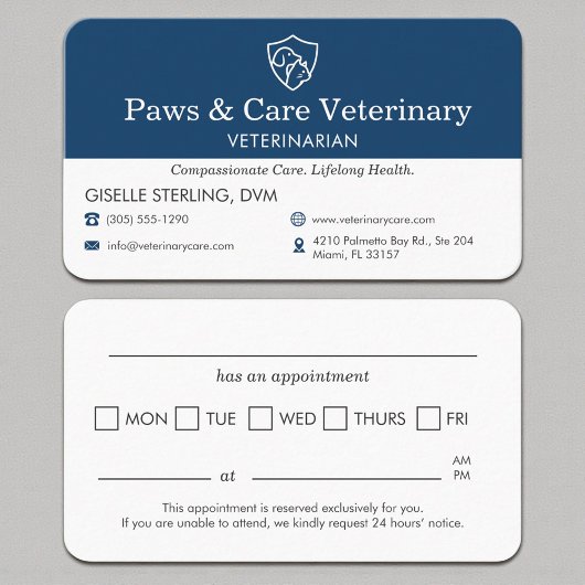 Veterinary Office Pet Visit Reminder 名刺