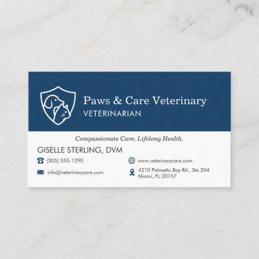 Veterinary Office Pet Visit Reminder Appointment 名刺 (正面)