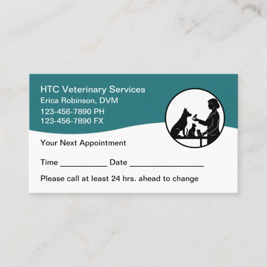 Veterinary Pet Care Appointment Cards Reminder  予約カード (正面)