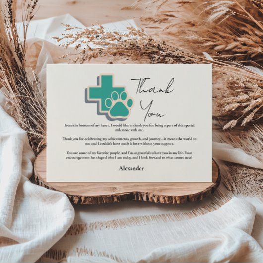 Veterinary School Paw Graduation Party サンキューカード
