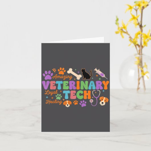 Veterinary Technician - Vet Tech Veterinarian Appr カード (黄色い花)