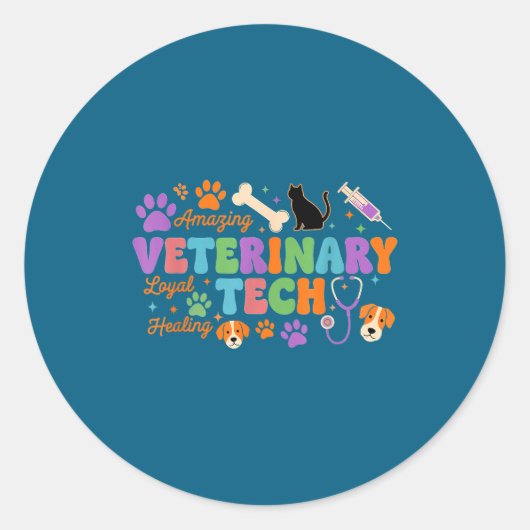 Veterinary Technician - Vet Tech Veterinarian Appr ラウンドシール (正面)