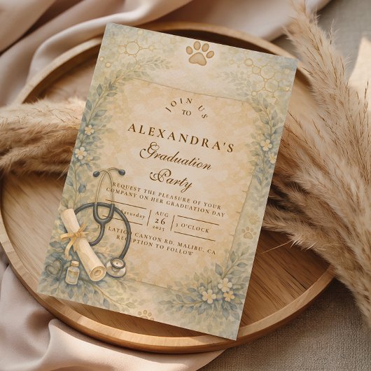 Veterinary White Coat Graduation Party 招待状