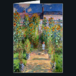 Vetheuil、クロード・モネの芸術家の庭<br><div class="desc">Vetheuilの芸術家の庭。 これは絵を描かれる最も平らな景色の1つです。 同じ時間頃、セザンヌは縦のオリエンテーションにテーブルを歪めることによって彼の静物画を平らにしていました。 Monetは主題の賢い選択によってゆがみを避けます。 山腹の階段は絵画の劇的な平らになることに型枠を提供します。 Monetは階段の、家の間で行き、キャンバスの上に煙突の上で続く強い境界線右側とのこの効果を強調します。 空および建物は非常に平坦が画面に構成バックアップの最も深い一部分を持って来るのに役立つgeometrized型枠です。 階段はそれぞれ区別可能ではないです; ないそれらに置かれた子供のためにそれらが崖として読まれることができれば。 子供自身は平らになる効果に再度貢献する完全な正面描写で凍っていられています。 提供される少数のperspectival糸口があります。 雲は濃紺の空の無地のな飛行機を分割すること示されていません。 影は場面が日光で浸るのに検知することができません。 これはいくつかの興味深いあい昧性で起因します。 建物は隣同士に、ほぼ触れていますか。 または1つまたは前部でように感知されるべき他はありますか。 左の構造は階段の上で直接あることをようです。 しかし権利の青い屋根はそれを先に不意に持って来る山腹に不安定につるすピンクの屋根を渡るラインを引出します。 ヒマワリは困惑しています。 花はキャンバスの上に近づくように期待されるように減少しません。 その結果、それらは階段の基盤の植物の壁、または植物の段丘構造の列として山腹読むことができます。 平らな飛行機の構成のMonetの仕事の多くとは違うこの仕事は、従って彼の全作品の幅へ、遺言です。  クロード・モネ(1840年- 1926年)はplein空気風景画に応用でき自然の前にフランスのな印象派の絵画の創設者、および動きの認識の表現の哲学の最も一貫した、多産の従業者、特にでした。 言葉の印象主義は彼の絵画の印象、日の出(levant印象、soleil)のタイトルから得られます。</div>