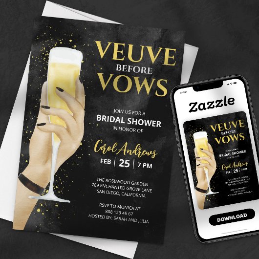 Veuve Before Vows シャンパン ブライダルシャワー 招待状