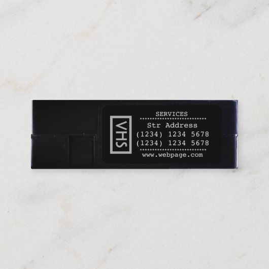 VHSのフェイクな一見のおもしろいなスタイル スキニー名刺 (裏面)