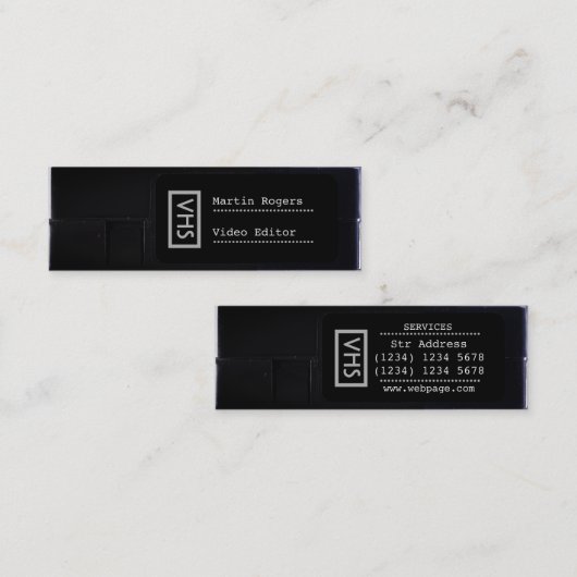 VHSのフェイクな一見のおもしろいなスタイル スキニー名刺 (正面/裏面)