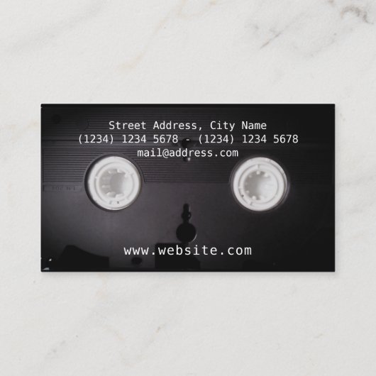 VHSカセットレトロのスタイルのフェイクな一見 名刺 (裏面)