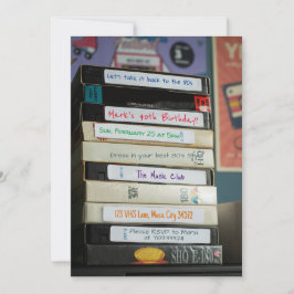 VHSビデオテープを80sに戻す誕生日招待状 招待状