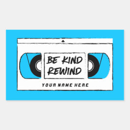 VHS Be Kind巻き戻しノベルティ 長方形シール