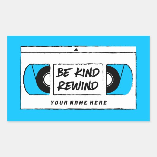 VHS Be Kind巻き戻しノベルティ 長方形シール (正面)