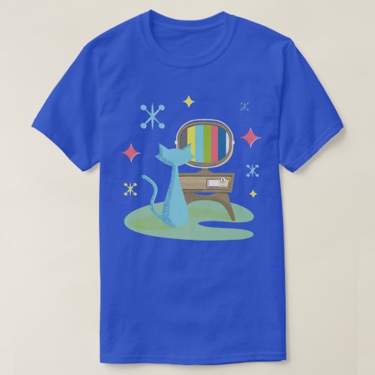 Viおもしろいでレトロを見るアトミック猫 Tシャツ (デザイン正面)