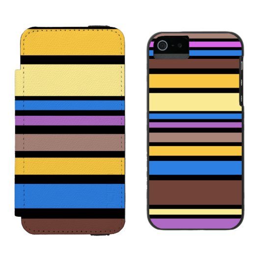 VI色おもしろいストライプの付いたVI +背景色 INCIPIO iPhoneウォレットケース (並び)