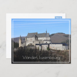 Vianden Castle Winter View，ルクセンブルク ポストカード