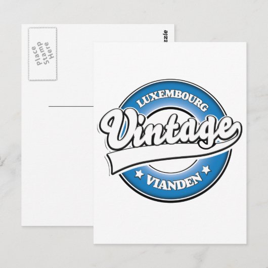 Vianden luxembourgレトロロゴ ポストカード (正面/裏面)