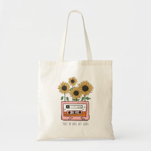 Vibe Boho SunflowerとCatsetteへの信頼 トートバッグ (正面)