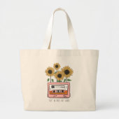 Vibe Boho SunflowerとCatsetteへの信頼 ラージトートバッグ (正面)