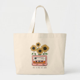 Vibe Boho SunflowerとCatsetteへの信頼 ラージトートバッグ
