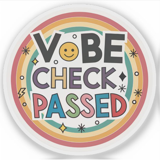 Vibe Check Passed Rainbow Sticker | Positive Energ シール (正面)