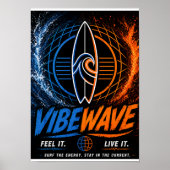 Vibe Wave ネオンサーフポスター - レトロシンセウェーブアート ポスター (正面)