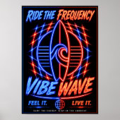 Vibe Wave ネオンサーフポスター - レトロシンセウェーブアート ポスター (正面)