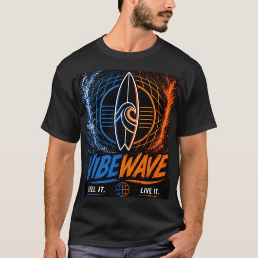 Vibe Wave ネオンサーフポスター - レトロシンセウェーブアート Tシャツ (正面)