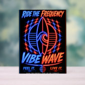 Vibe Wave Neon Surf Poster – Retro Synthwave Aesth アクリルサイン (ニュートラル)