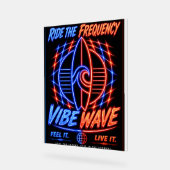 Vibe Wave Neon Surf Poster – Retro Synthwave Aesth アクリルサイン (傾斜)