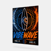 Vibe Wave Neon Surf Poster – Retro Synthwave Aesth アクリルサイン (傾斜)