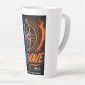 Vibe Wave Neon Surf Poster – Retro Synthwave Aesth カフェラテマグ (右アングル)